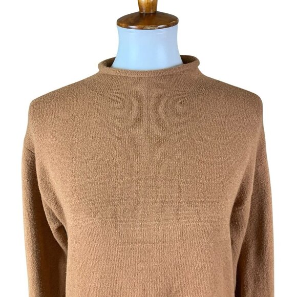 Moth Tan Mock Neck Pullover Sweater Long Sleeve Ribbed Hem Soft Knit XS - Picture 2 of 8